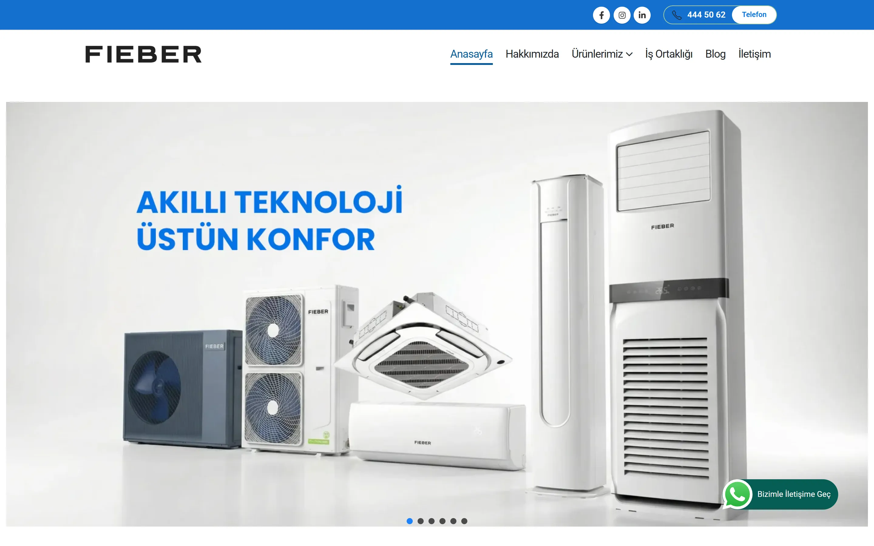 Fieber Klima web sitesi ana sayfası
