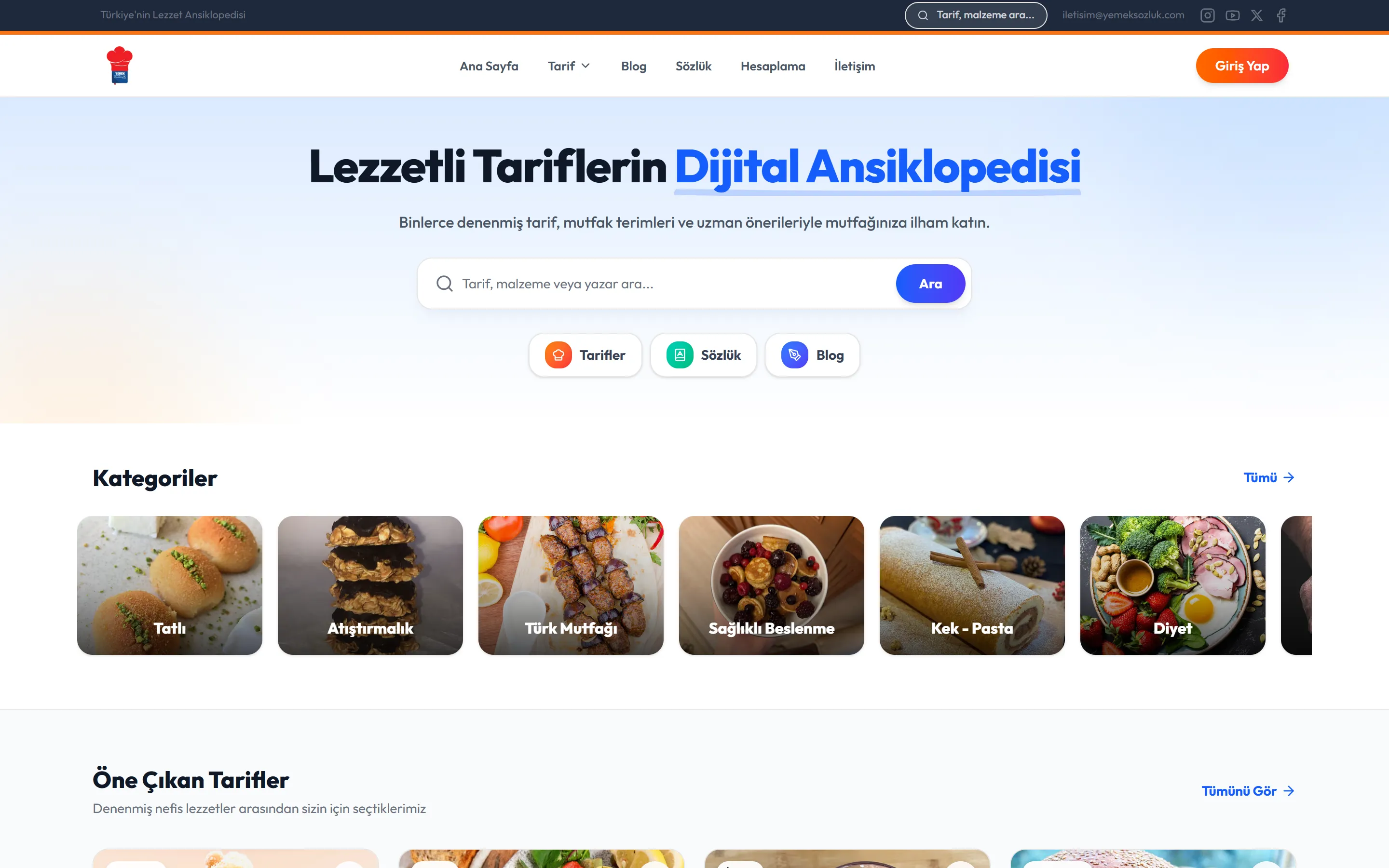 Yemek Sözlük ana sayfası